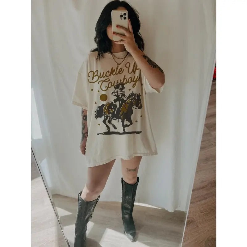 Buckle Up Cowboy Tee, Western trendy country t shirt, horse shirt, cowgirl vintage T-shirt, sweater and Hoodie cotton...