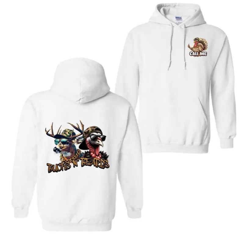 Bucks 'N Beards T-Shirt - Featuring A Cool Deer And Turkey With Camo Hats And Sunglasses Hoodie T-Shirt Trending Sweatshirt