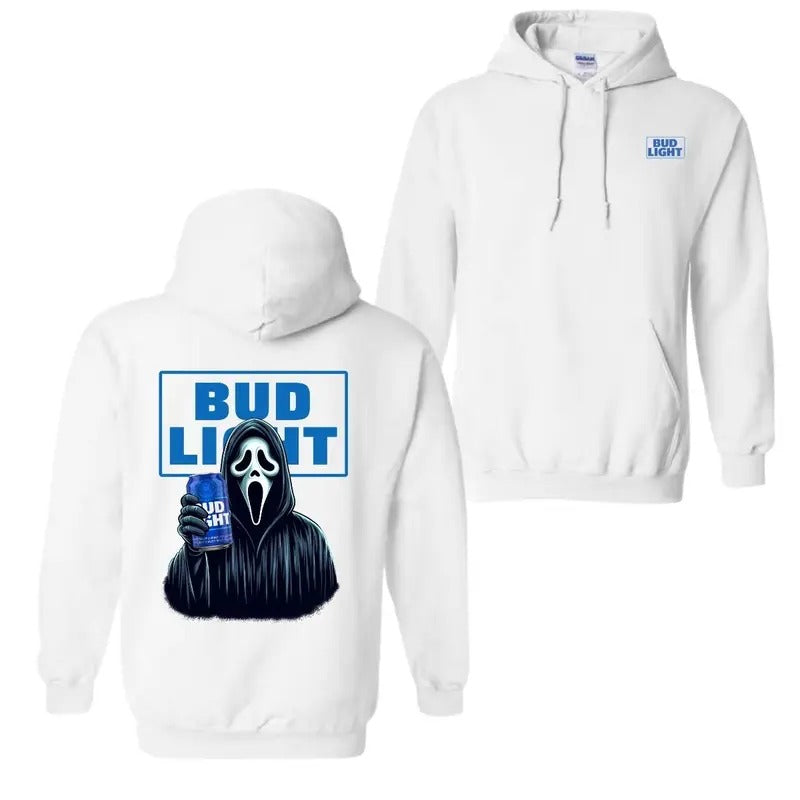 Bud Light Face Halloween 2 Sided Hoodie, Bud Light T-Shirt For Men And Women Sweatshirt | DripVista.com