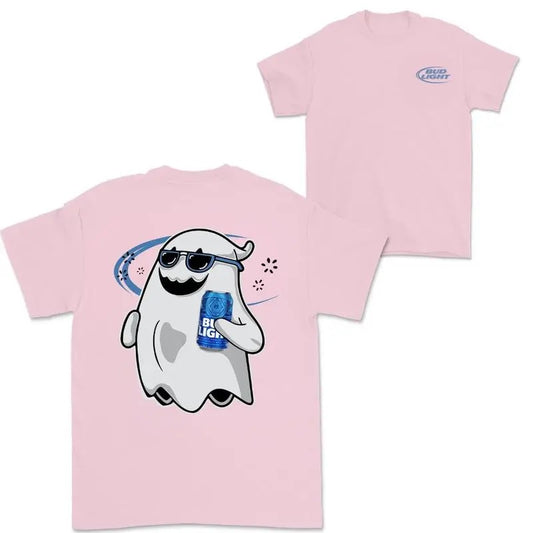 Bud Light Ghost Halloween Double Sided Tshirt for Men and Women - Cotton