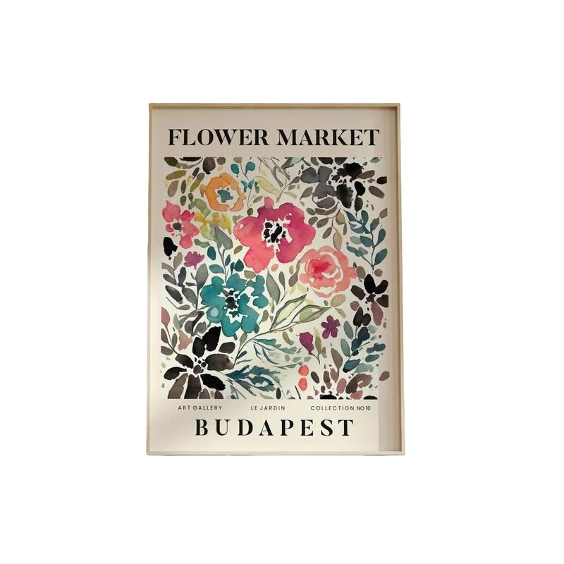 Budapest Abstract Flower Market Print, Colourful Plant Art, Floral Poster, Living Room, Bedroom, Gifts For Girls Wall Art...
