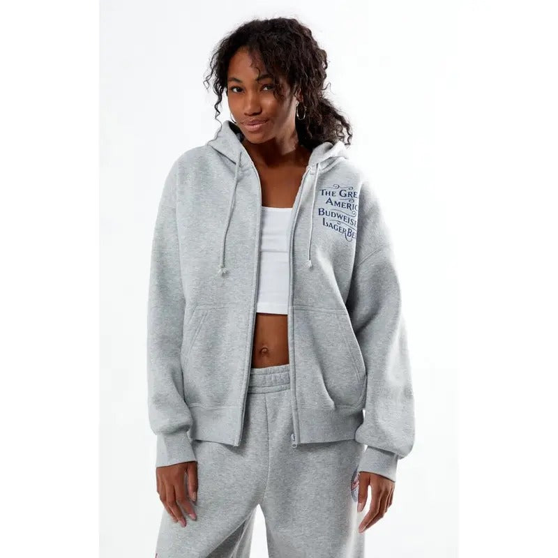 Budweiser Women's By PacSun Zip Up Hoodie T-Shirts, Sweatshirt | DripVista.com