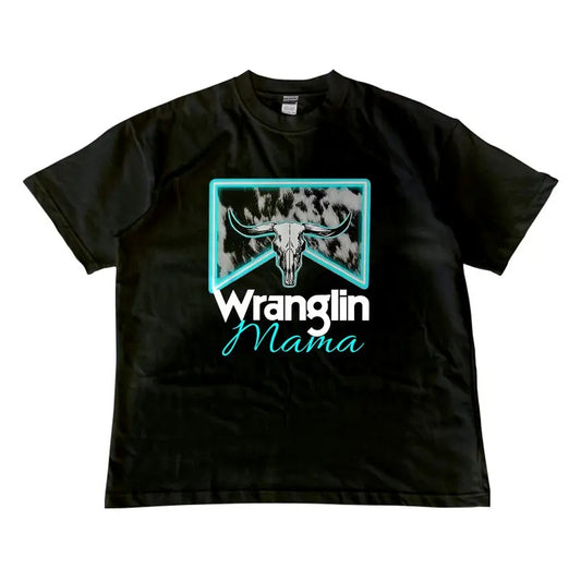 Bull Head Rodeo Wrangling Mama T-Shirt, MW Unisex Shirt Menswear Top