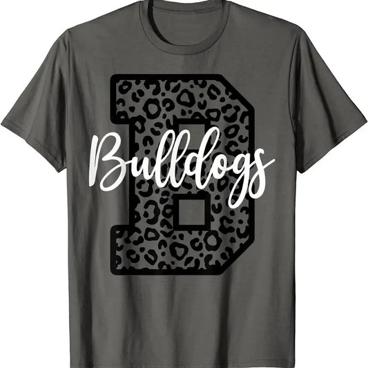 Bulldogs School Spirit Mascot Leopard Cheer Fan Game Day T-Shirt