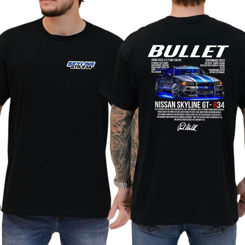Bullet Skyline Nissan Gtr T-shirt Fast Car T-shirt Soft Fabric Short Sleeve Shirt Hoodie, Sweatshirt | DripVista.com