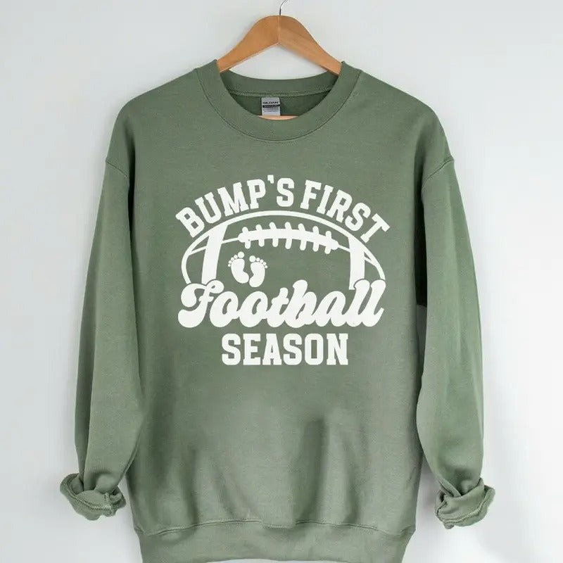 Bump's First Football Season Shirt, Football Pregnancy Announcement Maternity Tee