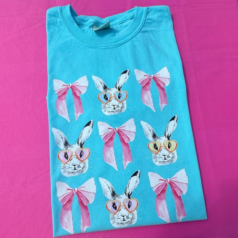 Bunnies & Bows Comfort Colors T-Shirt Hoodie, Sweatshirt | DripVista.com