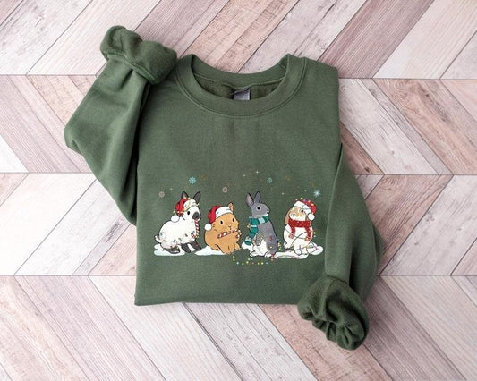Bunny Christmas Sweatshirt, Cute Rabbit Shirt, Christmas Rabbit Gift Shirt, Rabbit Lover Shirt, Christmas Animal Shirts, Christmas Gift Tees