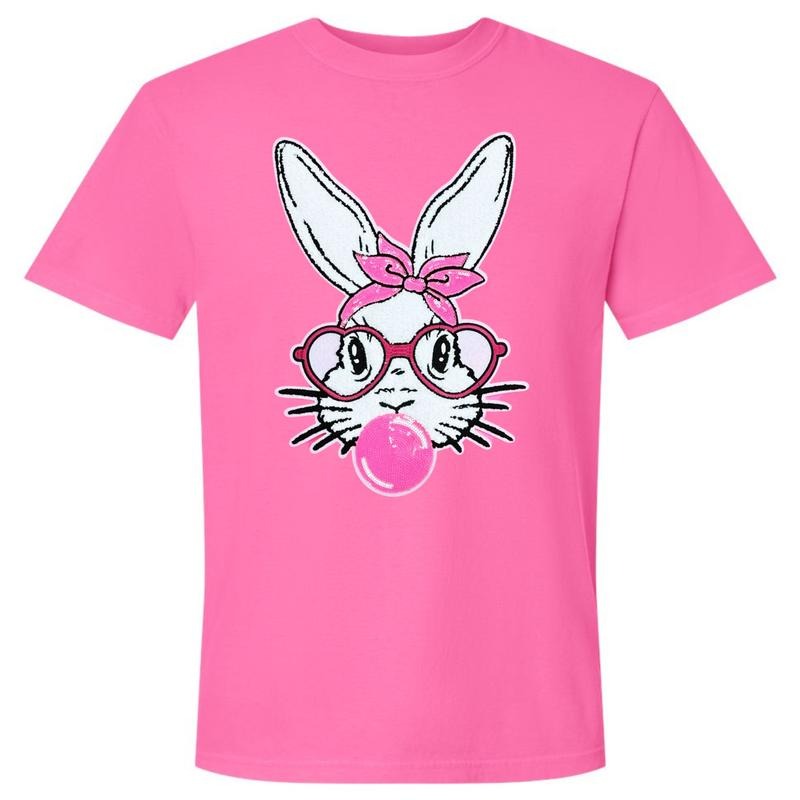 Bunny With Glasses Patch Comfort Colors T-Shirt Hoodie, Sweatshirt | DripVista.com