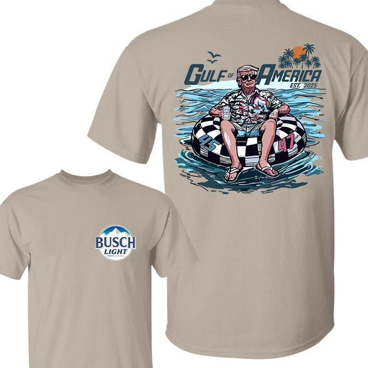Buscch Light Trum Chillin on the Gulf of America 2 Sided Shirt, Buscch Light Shirt,  Crewneck Graphic Printed Unisex Cotton T-shirt for Men for Women