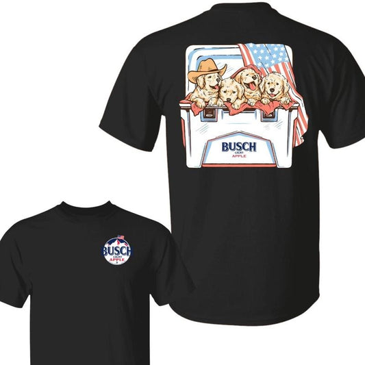 Busch Light Apple Dog 2 Sided Shirt, 4th Of July T-Shirt, Fathers Day Tee, Independence Day, Perfect Beer And Dog T-shirt For Women, For Men