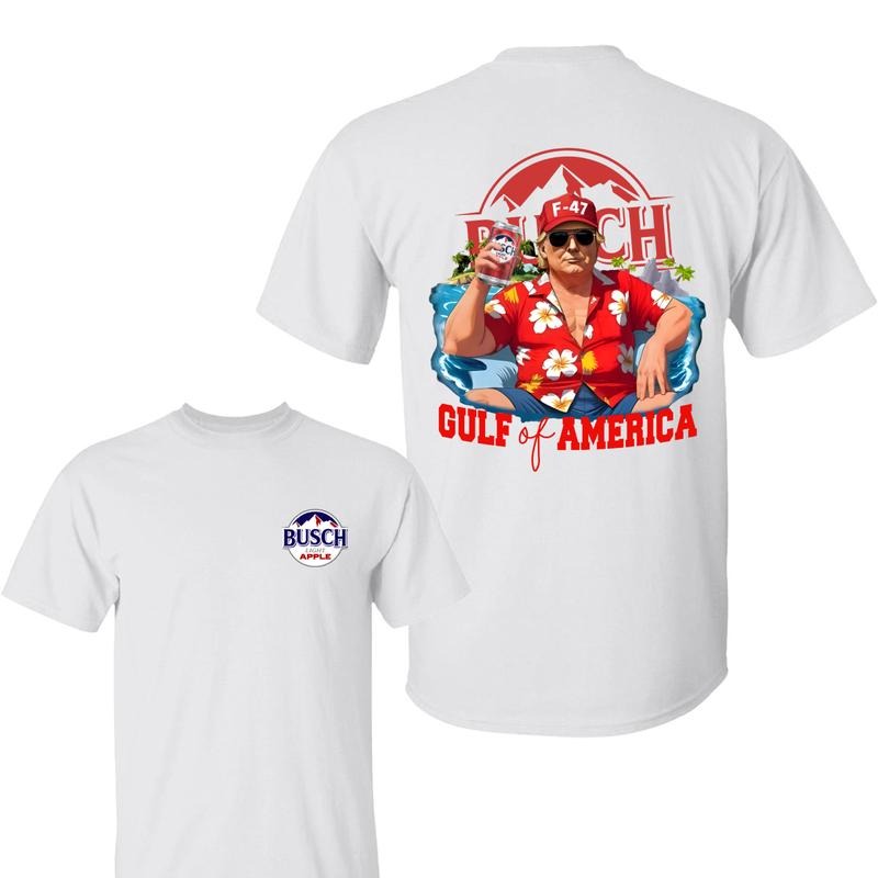 Busch Light Apple Gulf Of America Shirt, Busch Light Apple Beer With Trump Independence Day Casual Cotton Top Shirt For Men And Women