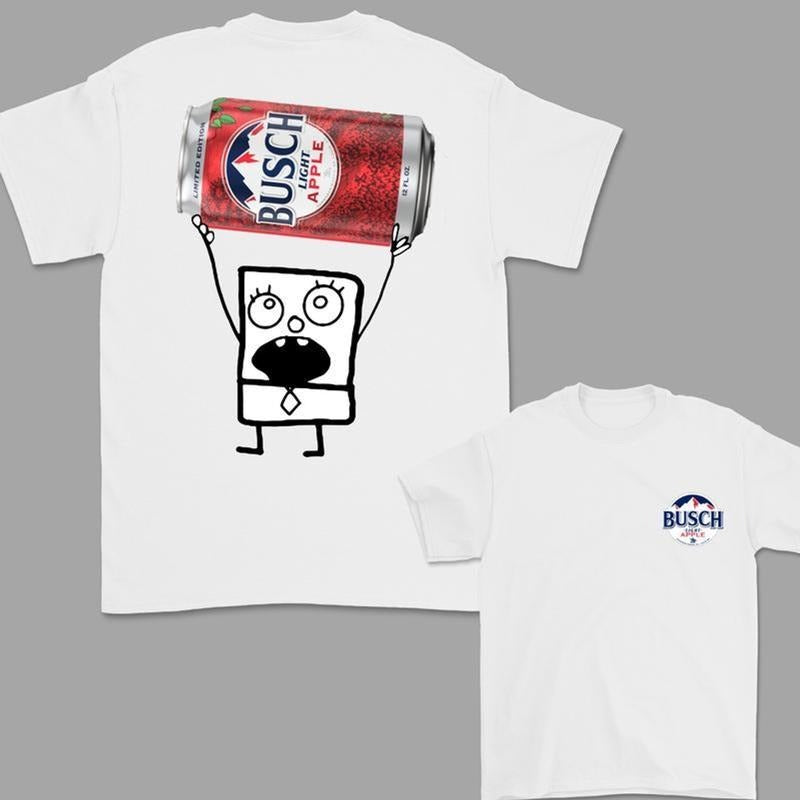 [Busch Light Bitten fruit Collection] Doodlebob Busch Light Bitten fruit 2 Sided T-Shirt, Funny Drinking T-Shirt, Unisex...