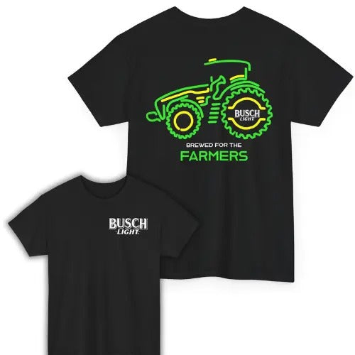 Busch Light Farmers Tractor Both Sided Unisex T-Shirt Fabric Menswear
