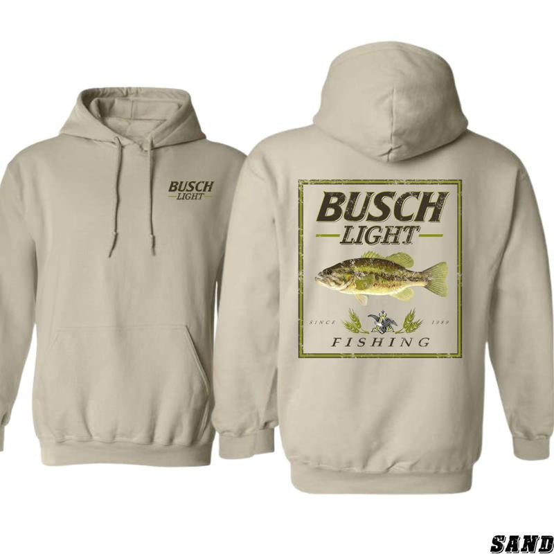 Busch Light Fishing Hoodie - Classic Fish Design, Perfect for Anglers and Beer Lovers, Ideal for Outdoor Adventures, Cozy and Stylish, Unisex Hoodie for Men and Women Menswear Sweaters