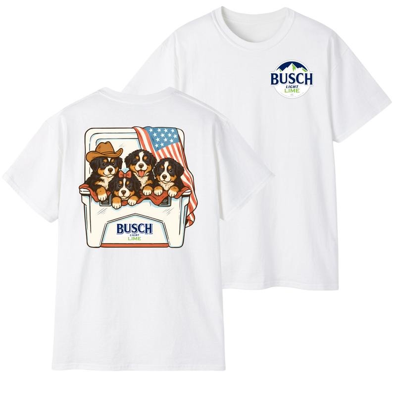 Busch Light Lime Dogs Beer Tees, 4th Of July T-Shirt Bernese Mountain T-Shirt, Perfect Beer And Dog Shirt For Men, For Women, Menswear Top