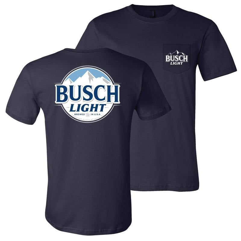 Busch Light Navy Blue Front And Back Pocket T-Shirt