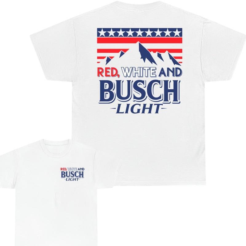 Busch Light Red ,white Flag America T-shirt