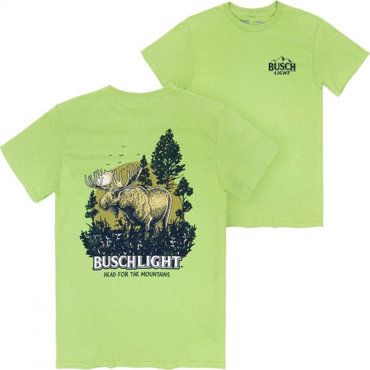 Busch Light Wildlife Moose Front and Back Print T-Shirt