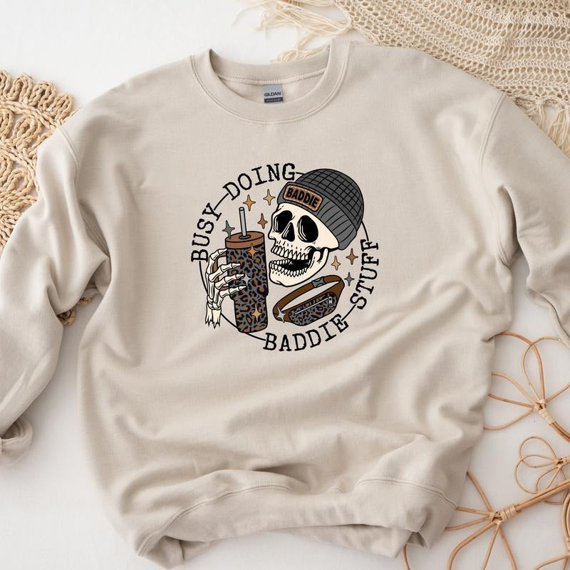 Busy doing baddie stuff sweatshirt, Trendy sweatshirt, Crewneck FOG Womenswear Top T-Shirts, Hoodie | DripVista.com