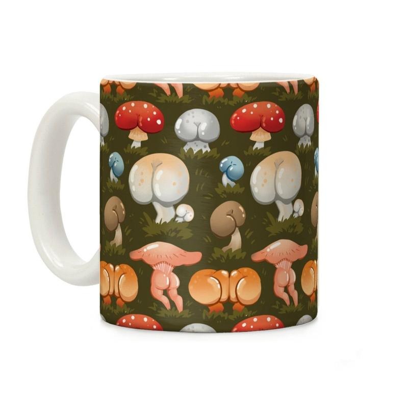 Butt Mushroom Pattern Coffee Mug 11oz-15oz, Funny Coffee Mug, Gift Ideas