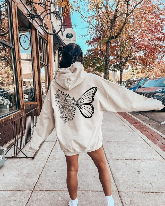 Butterfly Hoodie, Floral Butterfly Sweatshirt Best Price