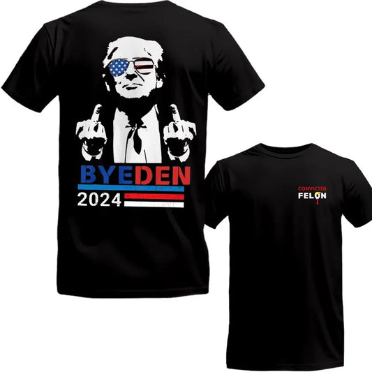 ByeDen 2024 Shirt, Conviictted Feellon Trum Shirts, Trum 2024 Shirt,  Make America Great  Again, Unisex Classic Cotton Tee with 2 Sided Graphic Print in All Sizes, For Men, For Women