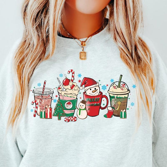 CHRISTMAS COFFEE CREWNECK (Crewneck Sweatshirt, Unisex Fit, Causal Sweatshirt for Christmas, Christmas Holiday Sweatshirt) Womenswear Hoodie