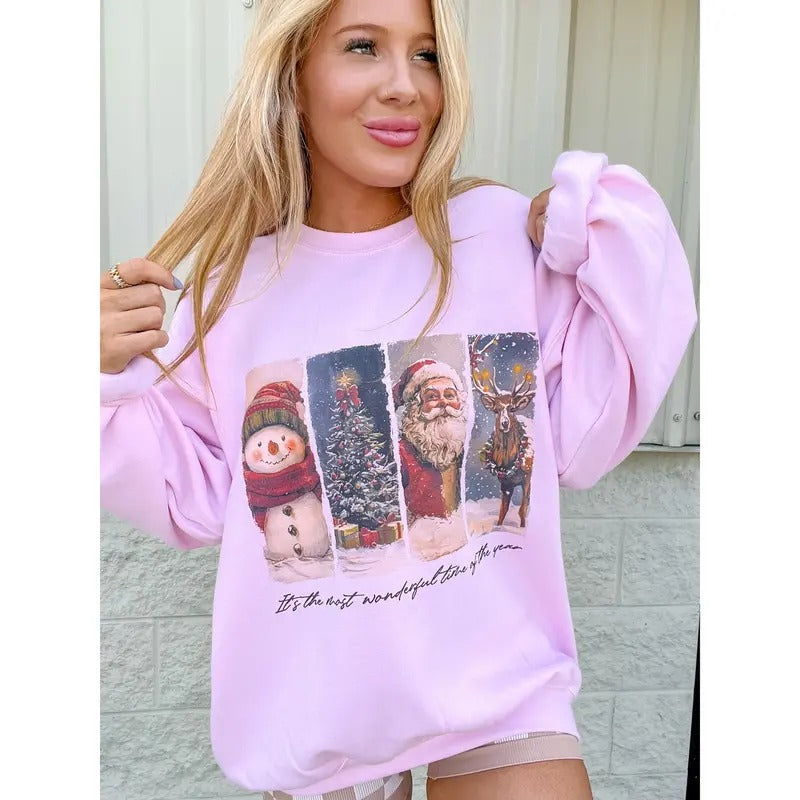 CHRISTMAS COLLAGE GRAPHIC TOP