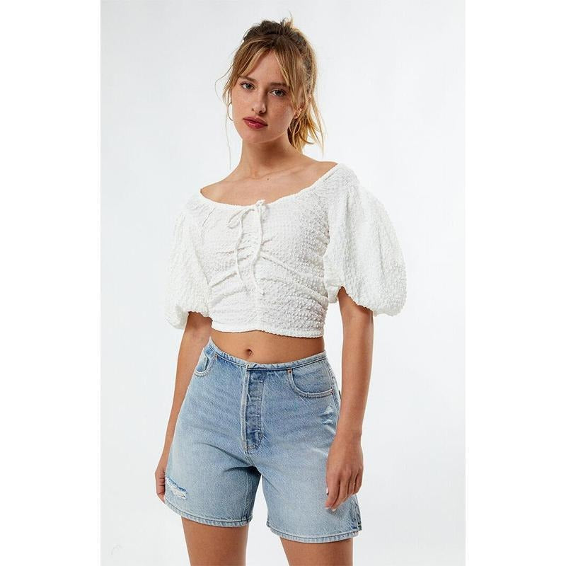 CIRCUS NY Women's Baeley Gardenia Ruched Top T-Shirts, Hoodie, Sweatshirt | DripVista.com