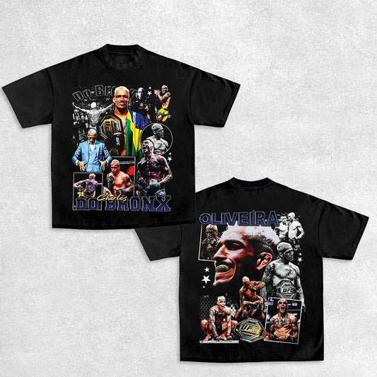COMBATWEAR Charles Oliveira Do Bronx Heavy Cotton T-shirt UFC Fight Night Shirt Retro 90's Style Gift For UFC MMA Fan
