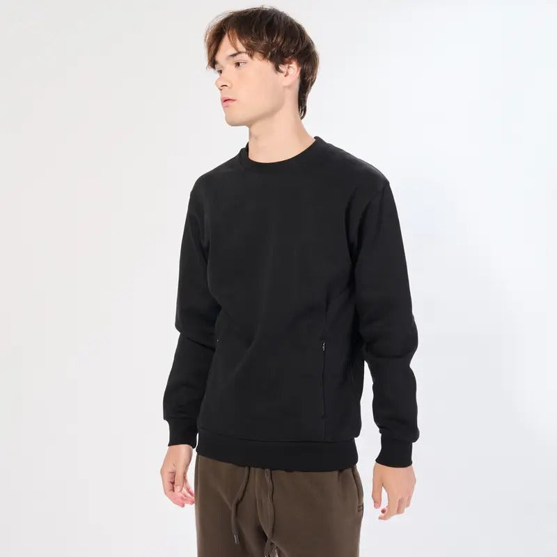 CREW NECK WITH INVISIBLE ZIP - Menswear, Top, Man, Long sleeves, Tshirt, Cotton, Polyester, comfort, plain, Men's Tshirts, Long Sleeve, color, tee,  Zip