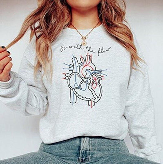 CVICU Cardiac Nurse Heart Flow Anatomy Sweatshirt, Cath Lab RN Crewneck, Cv Icu Cardiac Care Unit Cardiology Human Heart Flow