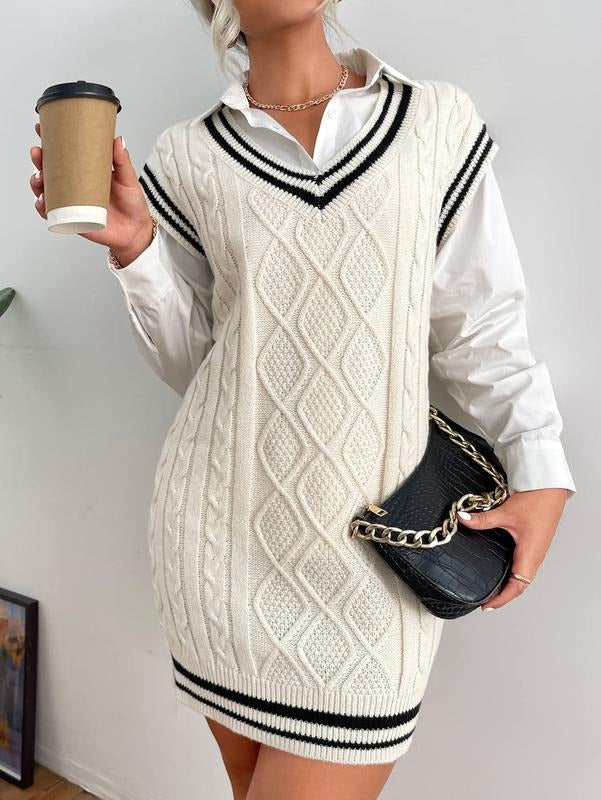 Cable Knit Sweater Dress Fall Sleeveless Bodycon Mini Dresses T-Shirts, Hoodie, Sweatshirt | DripVista.com