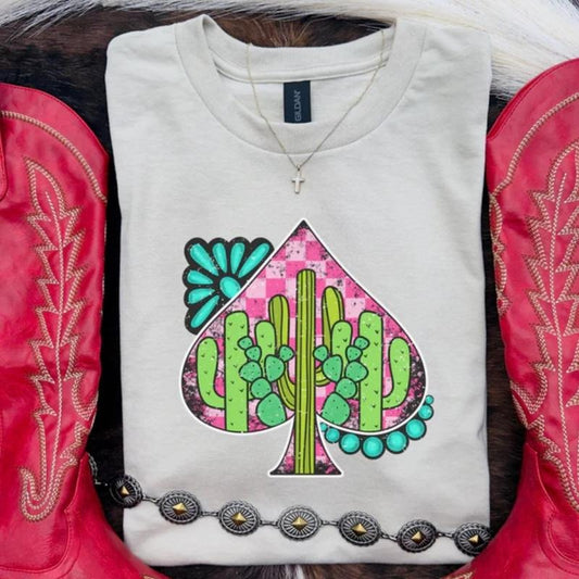 Cactus Spade Tee, graphic tees women, western outfits women, western tops clothing, rodeo cowgirl outfits women, country concert outfits, shirt, sweatshirt, hoodie