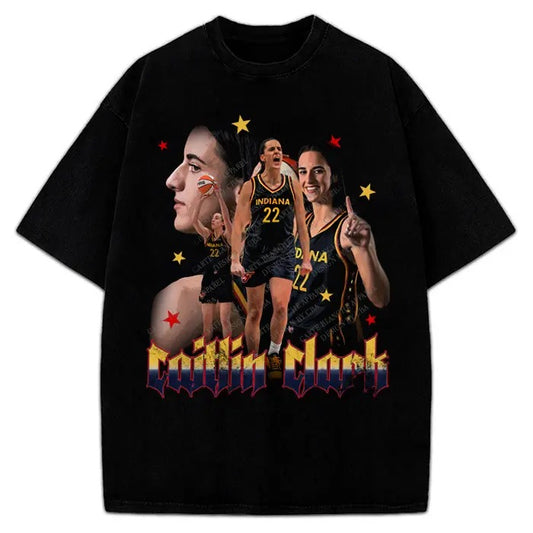 Caitlin Clark Fever T-Shirt Indiana Basketball Fan Art Graphic Tee Crewneck Cotton