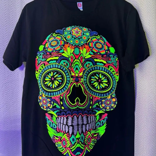 Calavera Cultural T-Shirt, Top Style -  Skull Tshirt Summer Crewneck