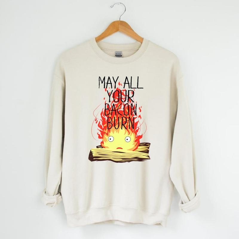Calcifer May All Your Bacon Burn Howl's Moving Castle T-Shirt, Sweatshirt, Hoodiestyle{n002}2 Hoodie | DripVista.com