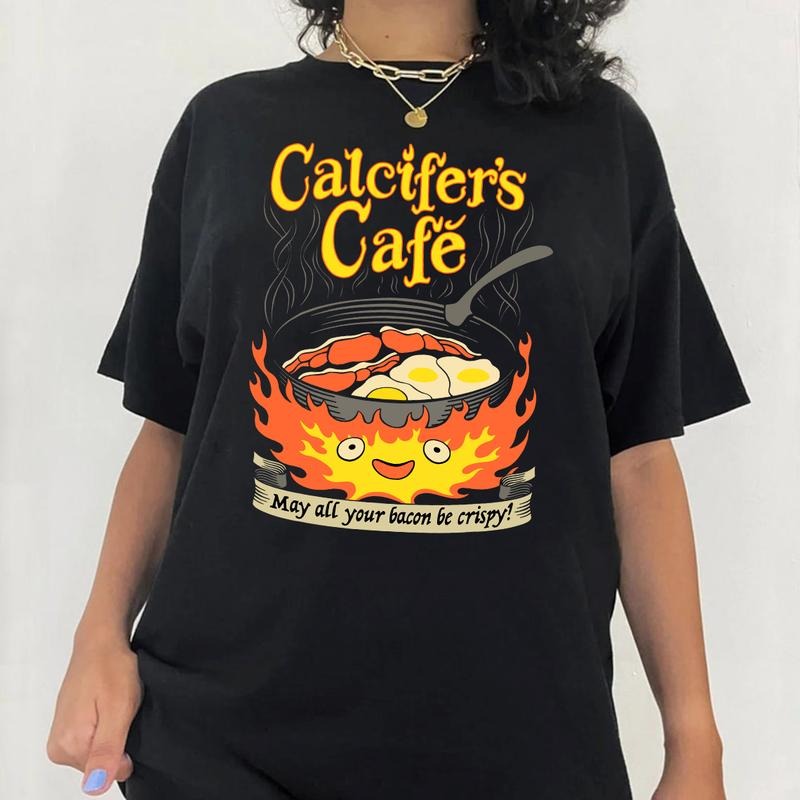Calcifer's Cafe May All Your Bacon & Eggs Be Crispy Cooking T-Shirt