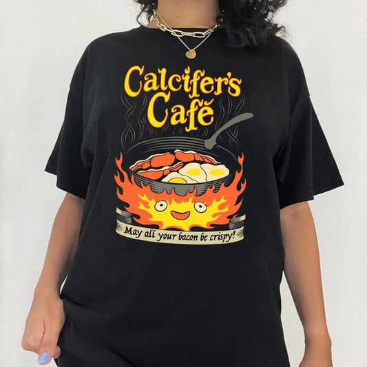 Calcifer's Cafe May All Your Bacon & Eggs Be Crispy Cooking T-Shirt