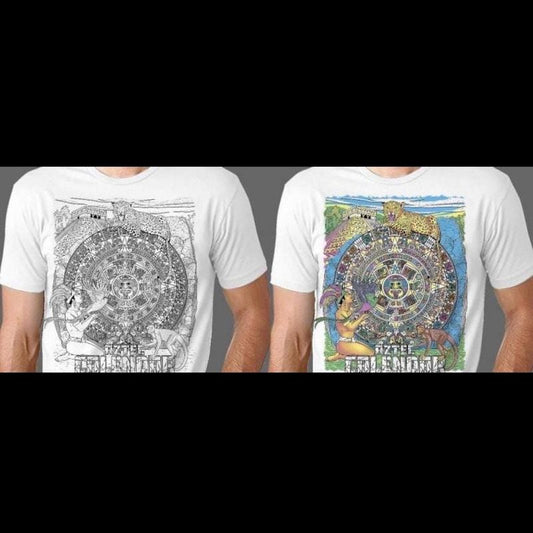 Calendario azteca changing color shirt Cotton White