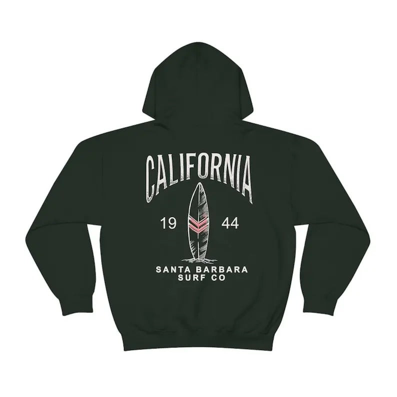 Cali Surf Hoodie, Oversized Trendy Hoodie, Beach Bum Sweatshirt, Aesthetic California Shirt Casual Cotton Jersey Knit Fabric Collar Garment Long Classic Menswear