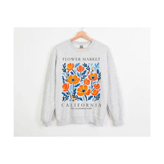 California 70s Flower Market, California Grown Hoodie, Henri Matisse Art Crewneck, Oversized San Fran Sweatshirt