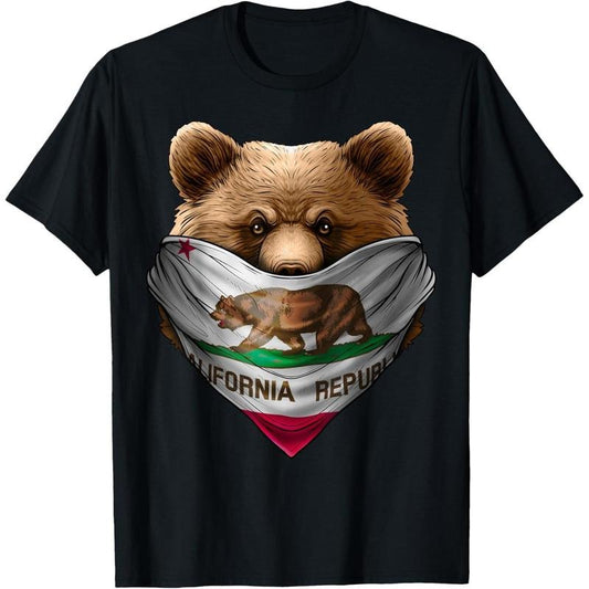 California Republic T Shirt California Bear Bandana Shirt T-Shirt made in usa