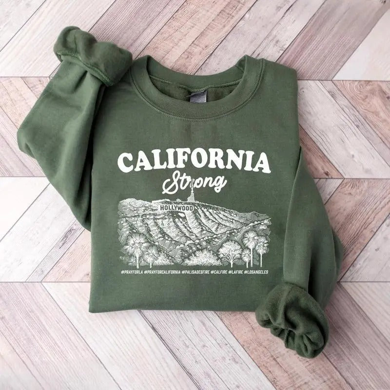 California Strong Sweatshirt, Pray for Los Angeles Gunpla brand Support Wildfire Resilience Shirt Hoodie | DripVista.com