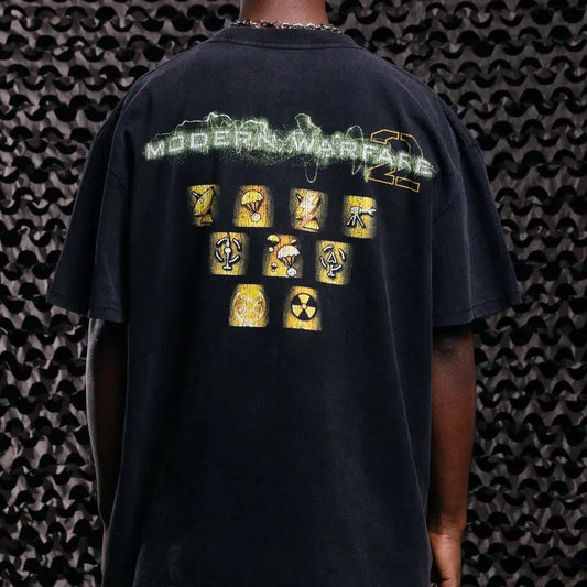 Call Of Duty Modern Warfare 25 Streak T-Shirt Vintage Casual Fabric Menswear Womenswear Streetwear Crewneck Cotton Crewneck Cotton