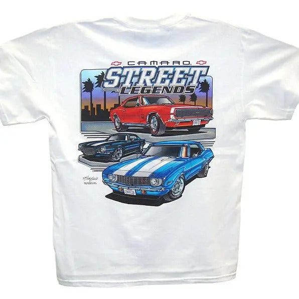 Camaro Street Legends White T-Shirt Chevrolet Chevy 1967 1968 1969 1970 RS SS Z28