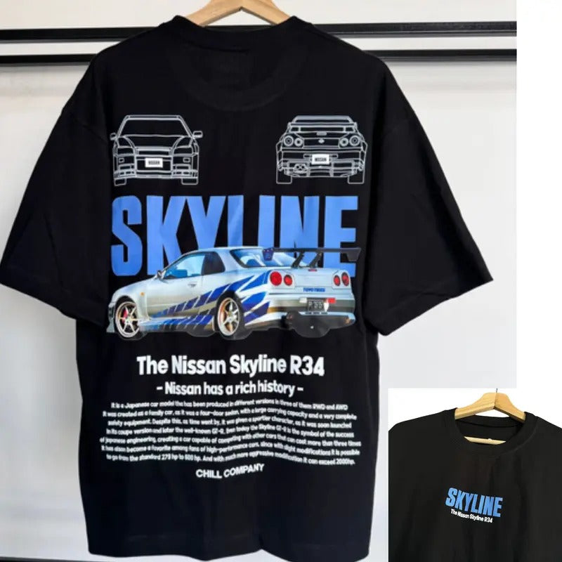 Camiseta Skyline R340 DRG, Camiseta Skyline Tshirt DRG, Skyline R340 Tshirt DRG Cotton Menswear