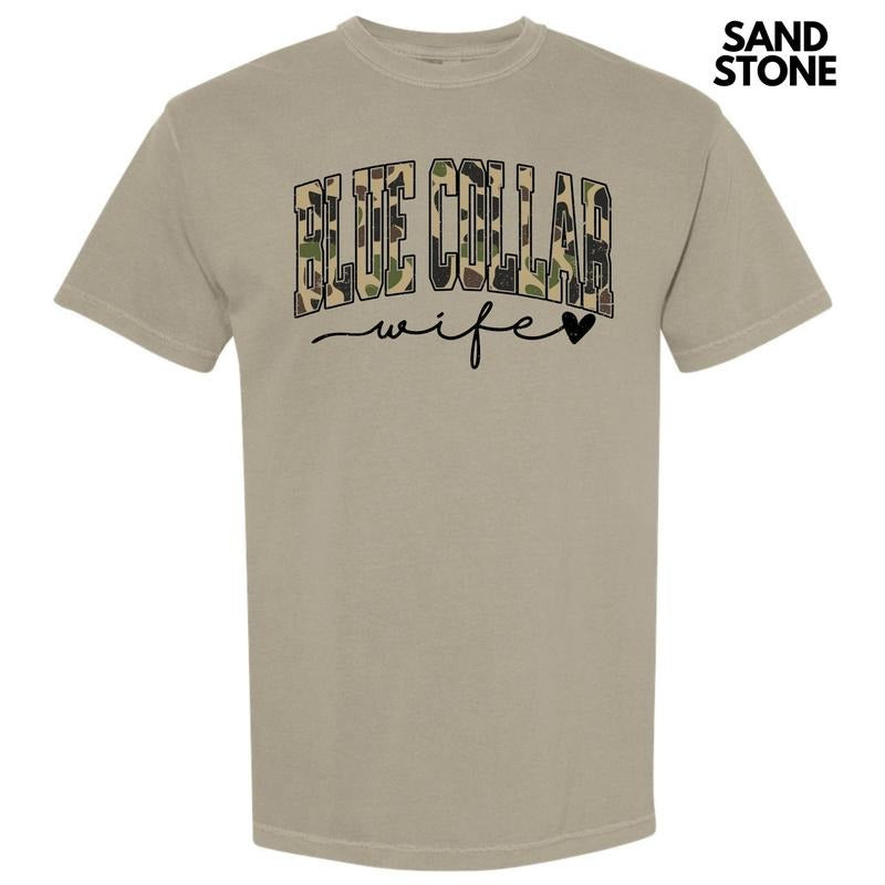 Camo Blue Collar Wife Comfort Colors T-Shirt 'NLB' Hoodie, Sweatshirt | DripVista.com