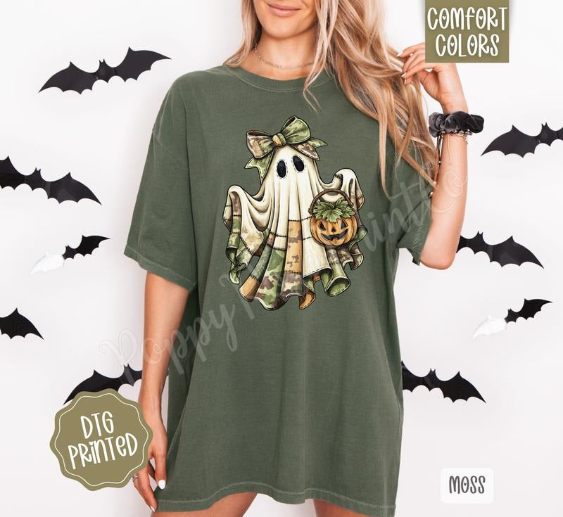 Camo Ghost Shirt Comfort Colors, Trendy Halloween Tshirt